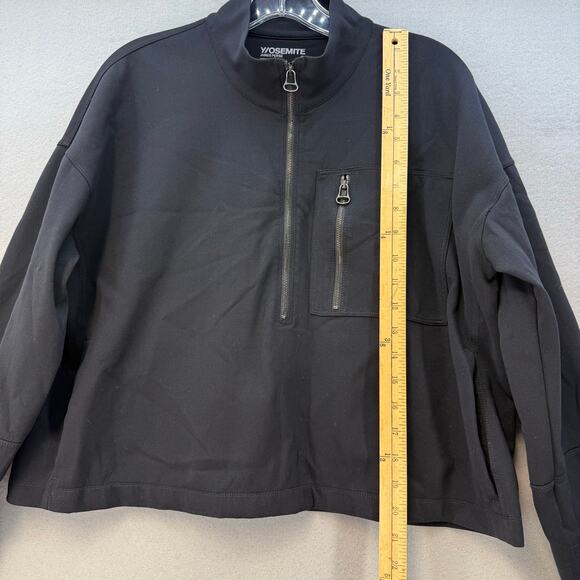 Y/osemite James Perse Performance Pullover Womens 3 (L) Black Half Zip Crop - Picture 9 of 11